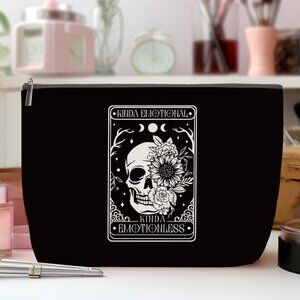 EMOTIONAL EMOTIONLESS Fabric Zipper XLARGE Makeup School Storage Pouch NEW